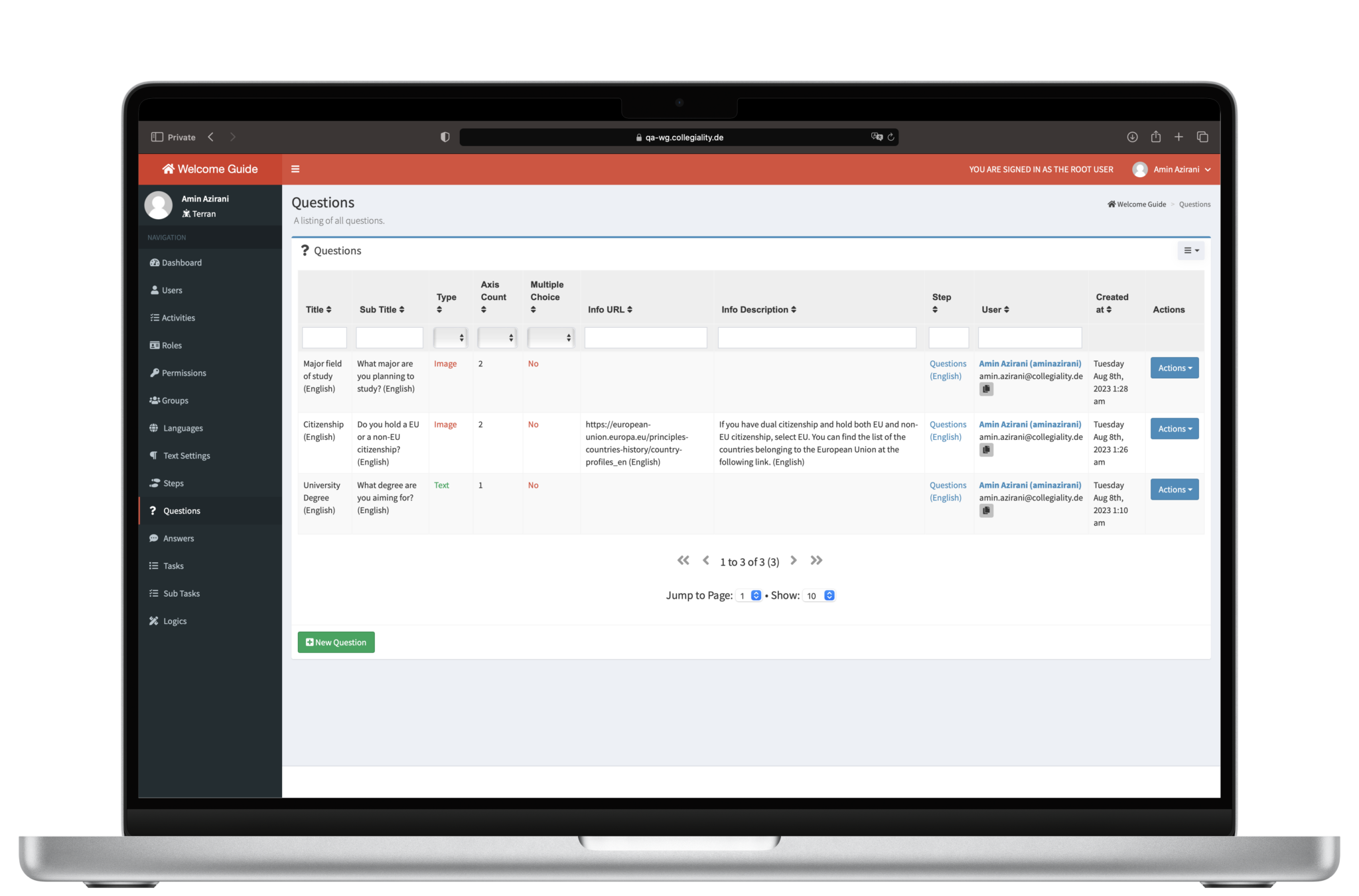 Questions Management